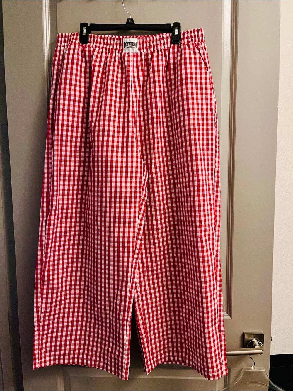 SHEIN Red Gingham Cropped Wide-Leg Pants